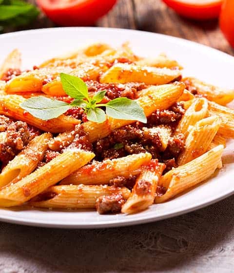 ground beef crumbles bolognese pasta