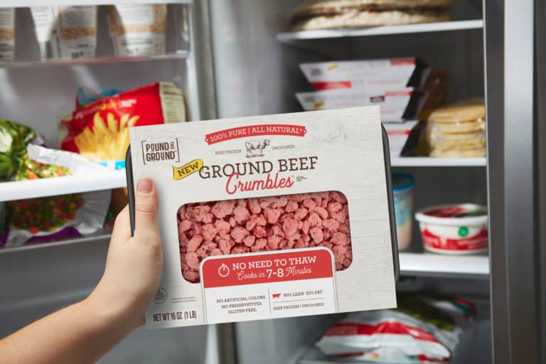 POG beef crumbles out of freezer